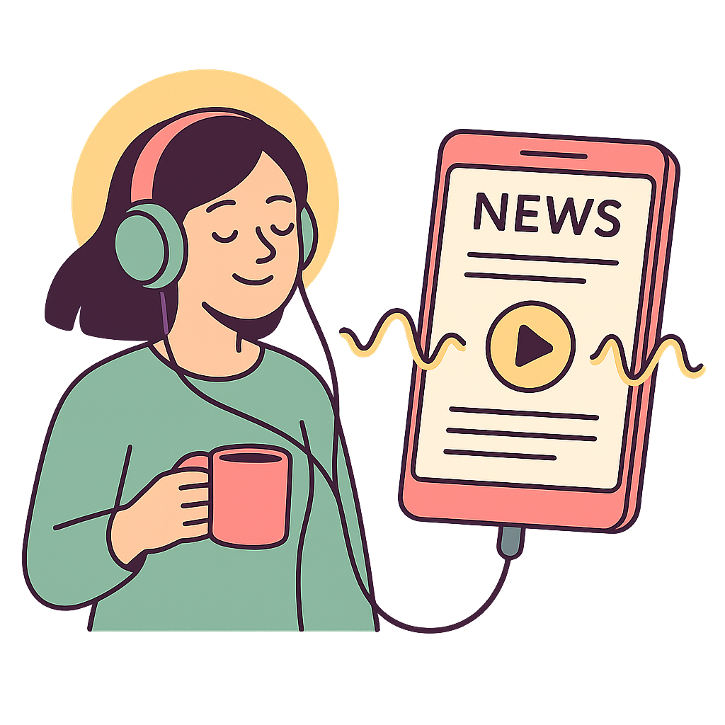 Person listening to morning podcast